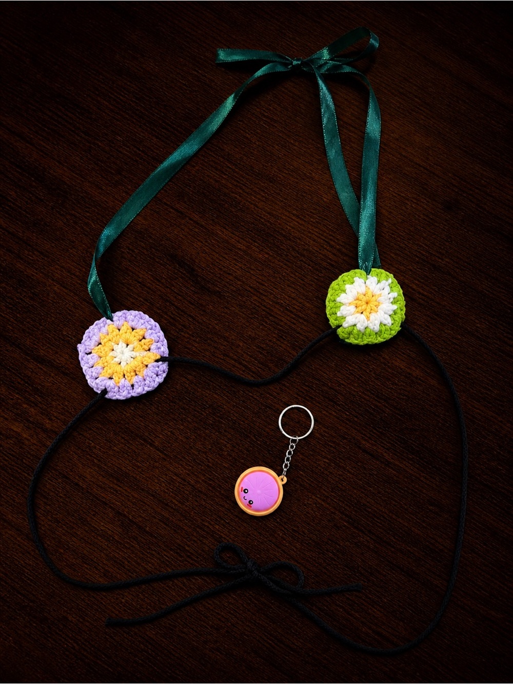 Handmade Crochet Flower Microkini + Dumplin Keychain